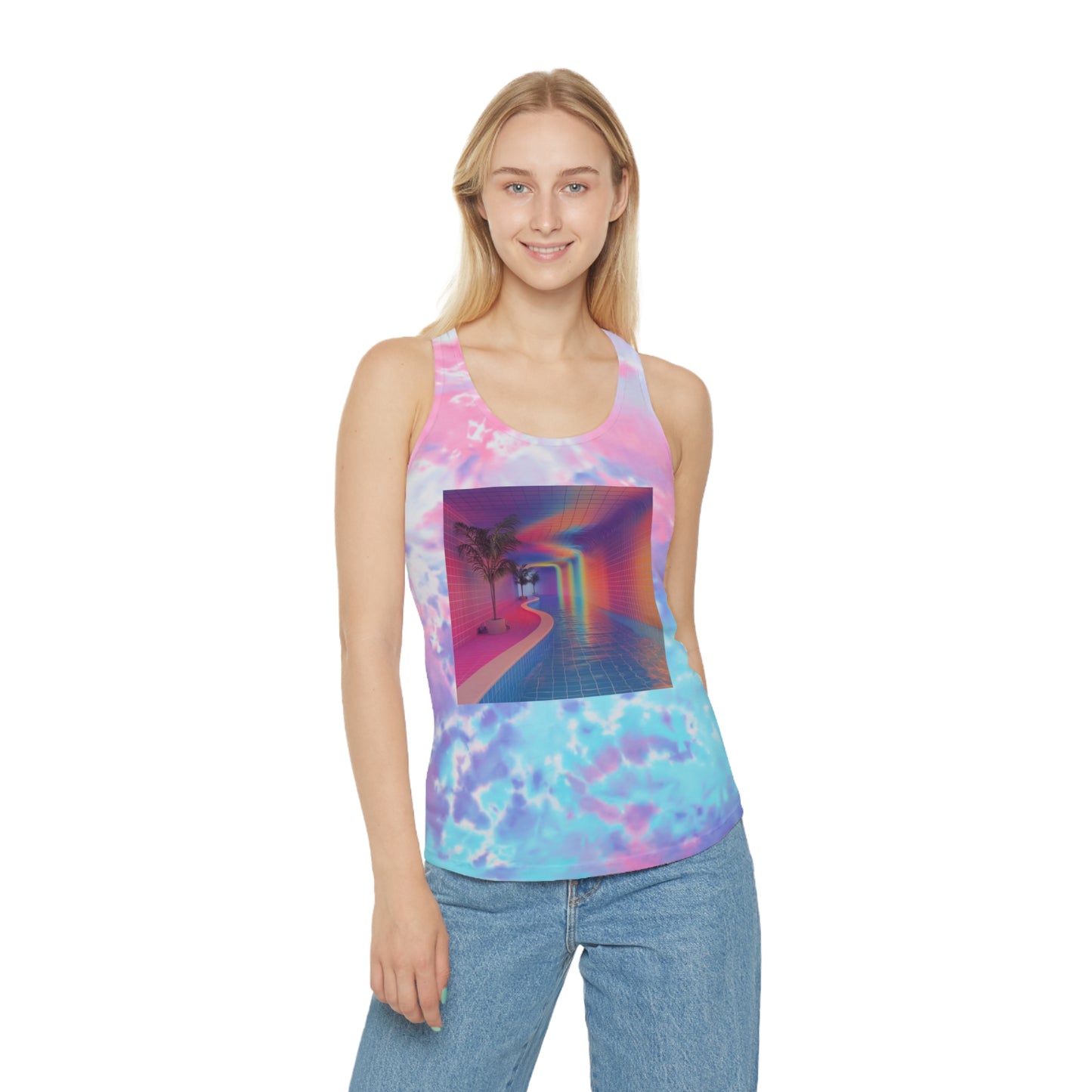 Surreal Vaporwave Pool Tie Dye Tank Top