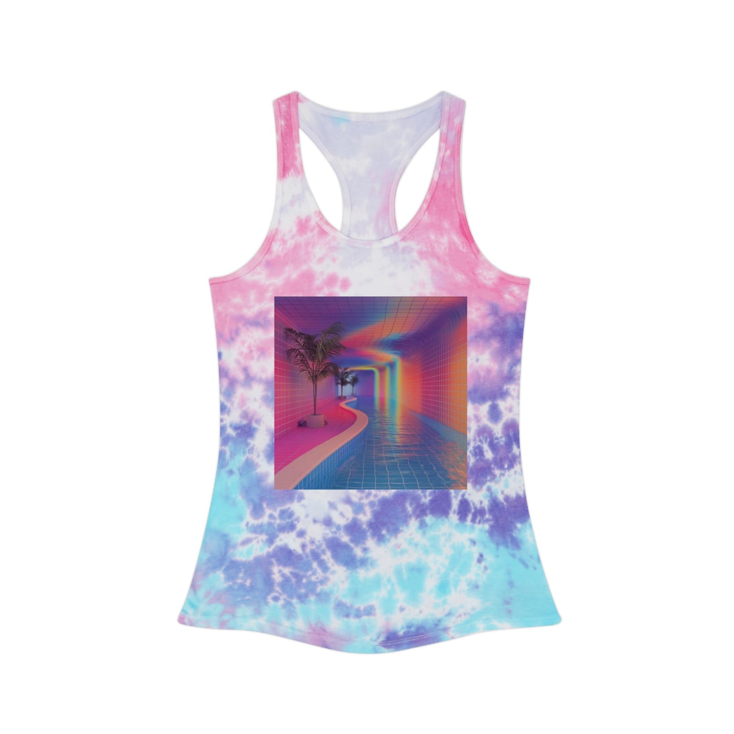 Surreal Vaporwave Pool Tie Dye Tank Top