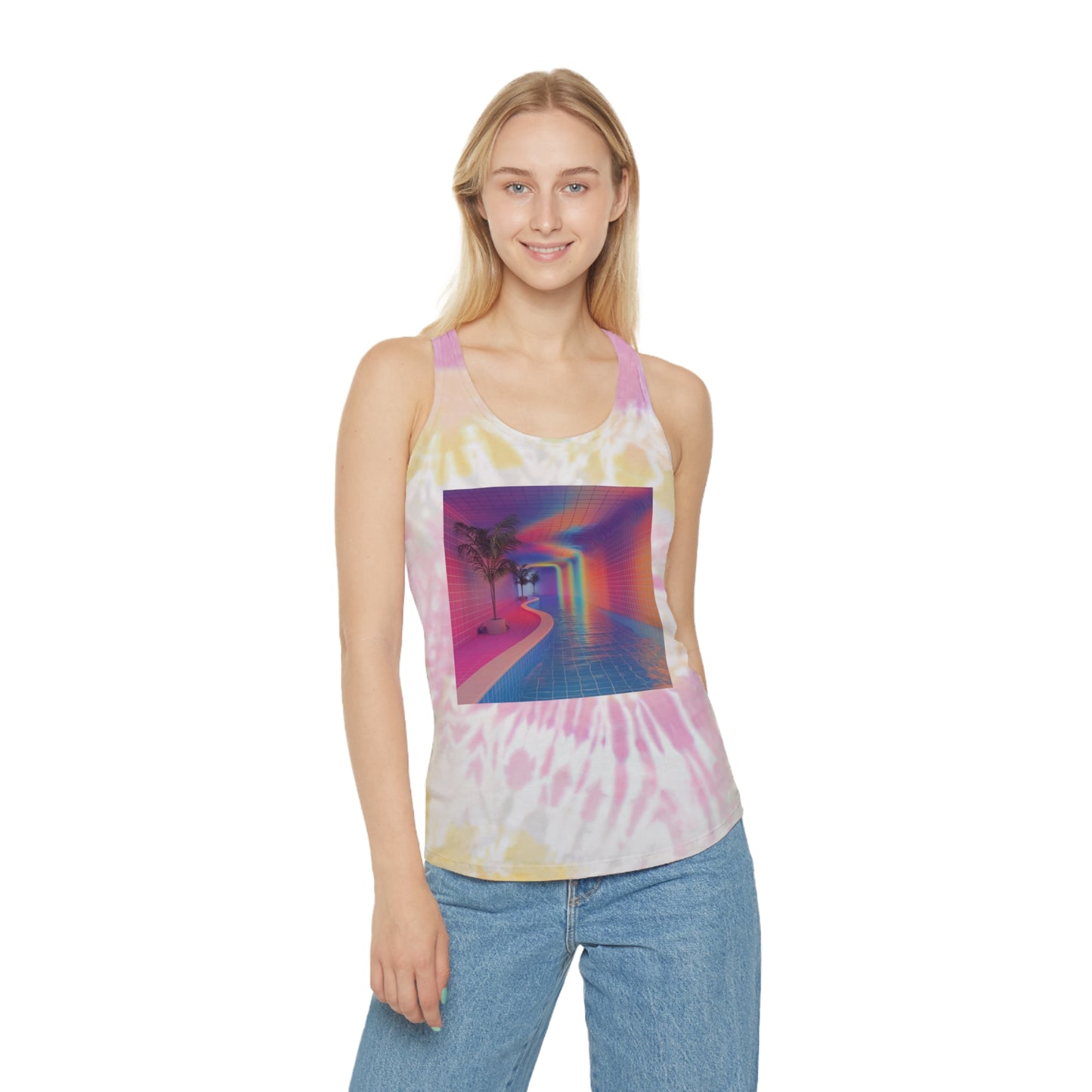 Surreal Vaporwave Pool Tie Dye Tank Top