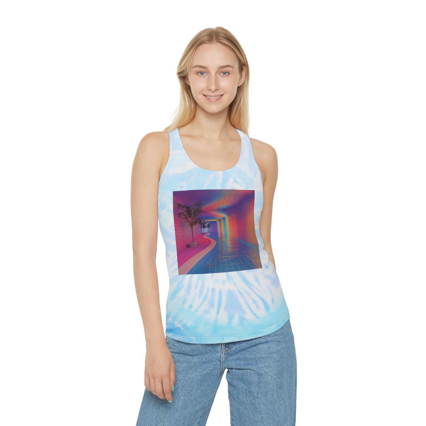 Surreal Vaporwave Pool Tie Dye Tank Top